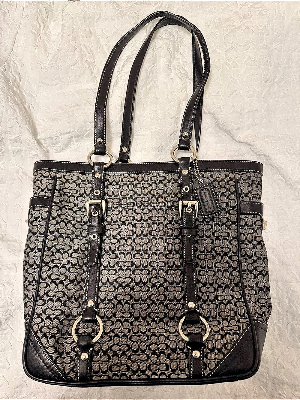 Coach Signature Canvas Tote in Black & Gray